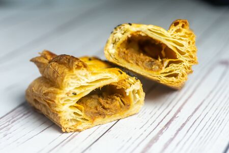 Fresh Puff Pastries on Wooden Background. Selective Focusing, Shallow depth of field.の写真素材