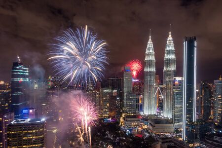 New Year Fireworks at Petronas Towers, Kuala Lumpurのeditorial素材
