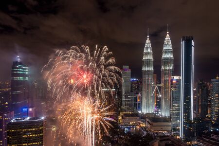 New Year Fireworks at Petronas Towers, Kuala Lumpurのeditorial素材