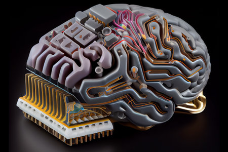 Brain and AI Implants. AI Generatedの素材