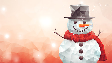 Snowman in the snow. Digital Polygon Illustration.の素材