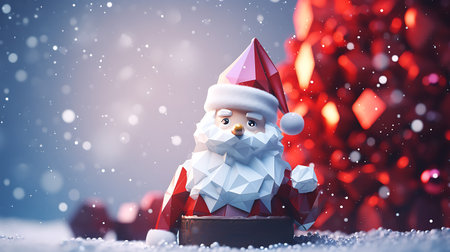 Santa Claus in the snow. 3D Polygon Illustrationの素材