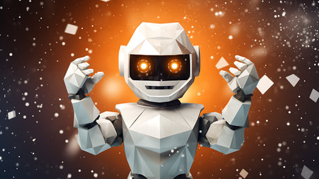 Robot Snowman in the snow. 3D Illustrationの素材