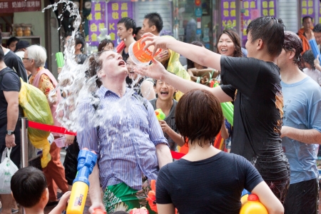 People celebrating Songkran in Taiwanのeditorial素材