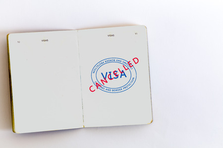 Visa cancelled cus stamps in passport, original design elementsの写真素材