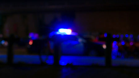 Siren on police car flashing, Defocused