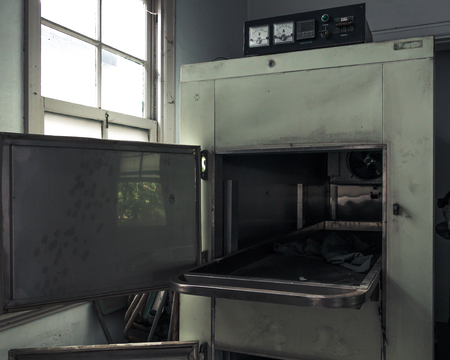 Freezer at abandoned hospital mortuaryの写真素材
