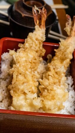 Japanese style  shrimp cooked in batterの写真素材