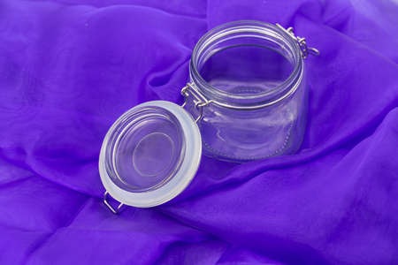 Canning sealing jar on purple backgroundの写真素材