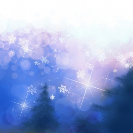 Abstract Christmas landscape scene with trees and flakesの写真素材