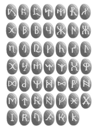 vectors of runes imprinted on stone backgroundのイラスト素材