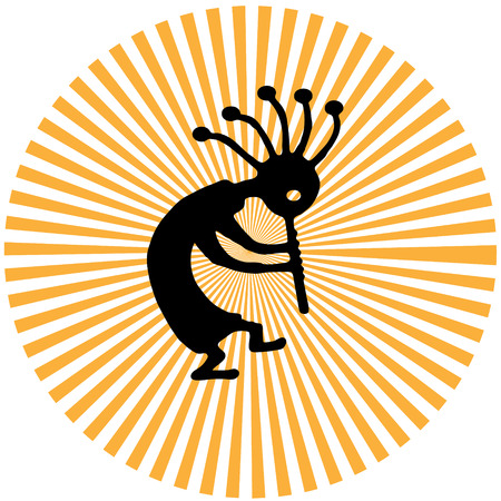 vector illustration of the fertility deity kokopelli dancingのイラスト素材