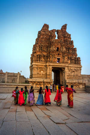 Hampi, Karnataka, India - January 10, 2020: Vijaya Vitthala Temple. Beautifully carved out of a monolith rock, a piece of intricate architectural marvel that the ancients built.のeditorial素材