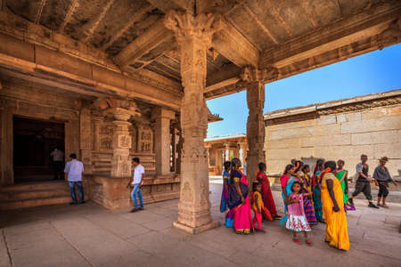 Hampi, Karnataka, India - January 15, 2020 : Ancient Hazara Rama temple among the ruins of Hampi from the 14th century Vijayanagara empire, currently a world Hampi.のeditorial素材