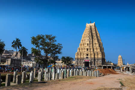 Hampi, Karnataka, India - January 12, 2020 : Stunning view at Sree Virupaksha Temple, located in the ruins of ancient city Vijayanagar at Hampiのeditorial素材