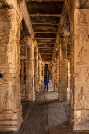 Hampi, Karnataka, India - January 14, 2020 : Malyavanta Raghunatha Temple at the ancient city of Vijayanagaraのeditorial素材