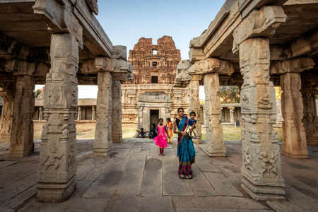 Hampi, Karnataka, India - January 15, 2020 : The view of ancient Achyutaraya Temple. Group of ruins monuments at Hampi was the centre of the Hindu Vijayanagara Empire, Hampi, Karnataka, Indiaのeditorial素材