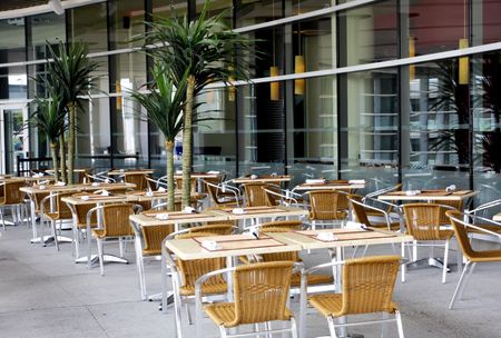 restaurant outside settingの写真素材