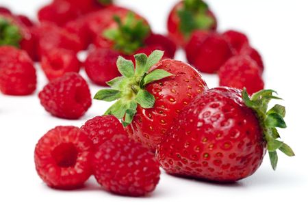 fresh strawberry, raspberryの写真素材