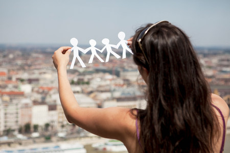 Woman cut-out paper peopleの写真素材