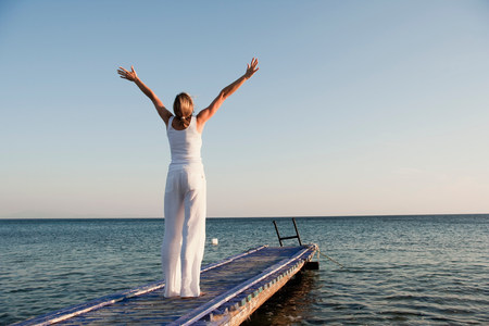 Woman Practicing Yogaの写真素材