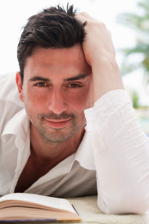 Portrait Man With Bookの写真素材