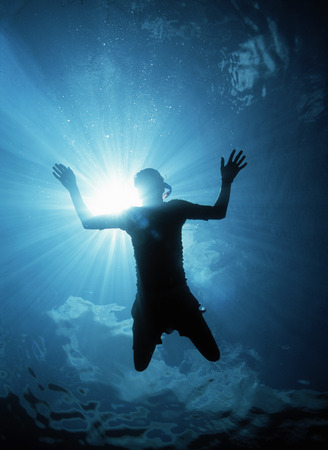 Underwater shot of snorkelerの写真素材