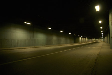 underpass at nightの写真素材