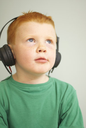 Boy with headphones onの写真素材