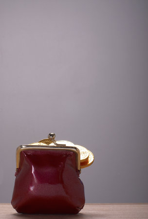 Purse with gold euros in itの写真素材