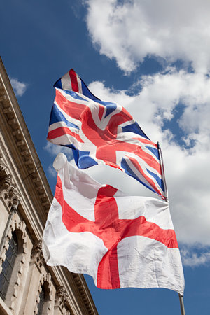 British and English flags, Londonの写真素材