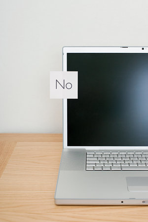 No written on adhesive note on laptopの写真素材