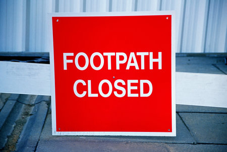 Footpath closed signの写真素材