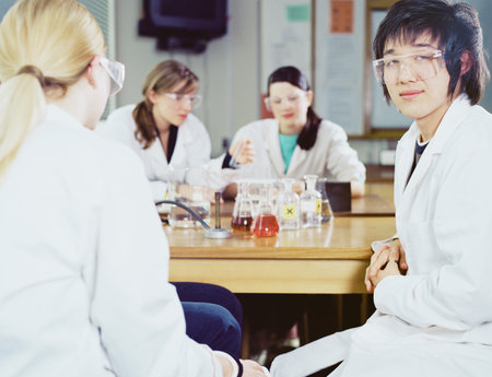 Students in science classの写真素材