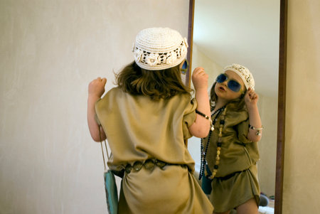 Girl dressing up for partyの写真素材