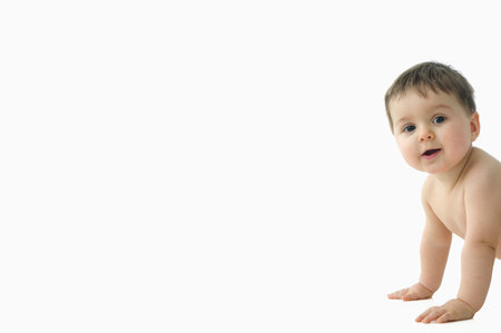 Baby starting to crawlの写真素材