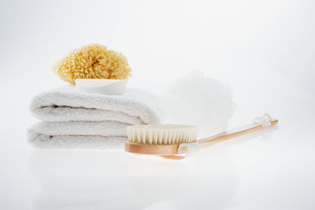 A back brush and towelの写真素材