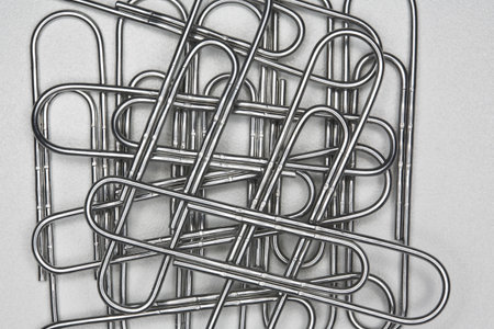Pile of large paperclips.