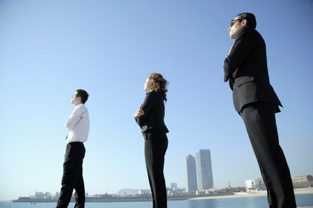Business team looking towards horizonの写真素材