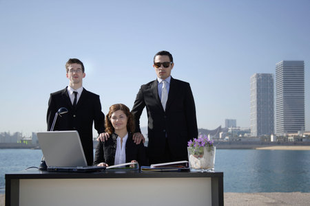 Business team in outdoor officeの写真素材