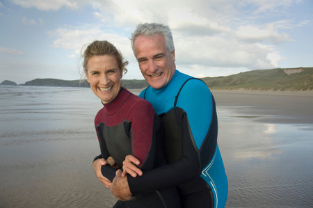 Couple embracing on a beachの写真素材