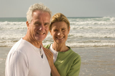 Portrait of couple on a beachの写真素材