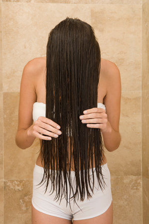 Female washing hairの写真素材