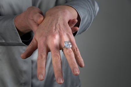 Female hand with diamond ringの写真素材