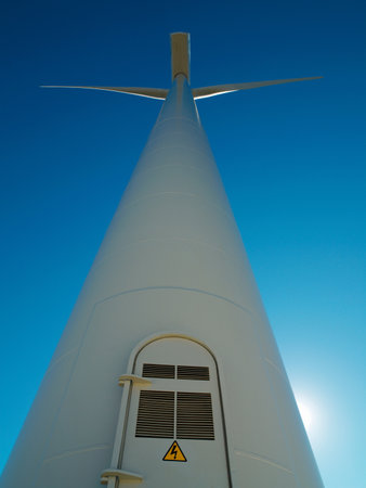 Low angle view of wind turbine