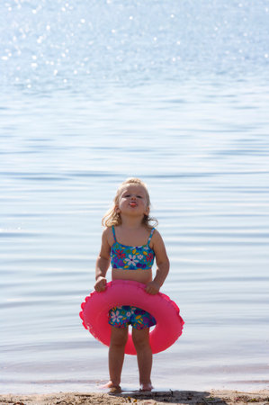 Toddler on the beachの写真素材