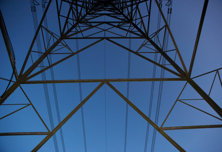 Pylons and power cables 2の写真素材