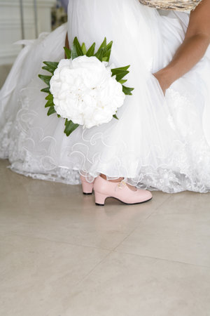 wedding bouquet and dressの写真素材