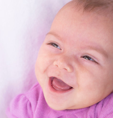 Portrait of baby girl, smilingの写真素材