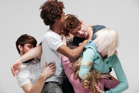Interconnected group of young adults